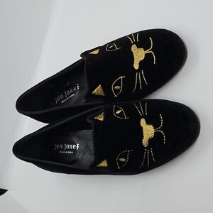 Jon Josef cat velvet black loafers 7